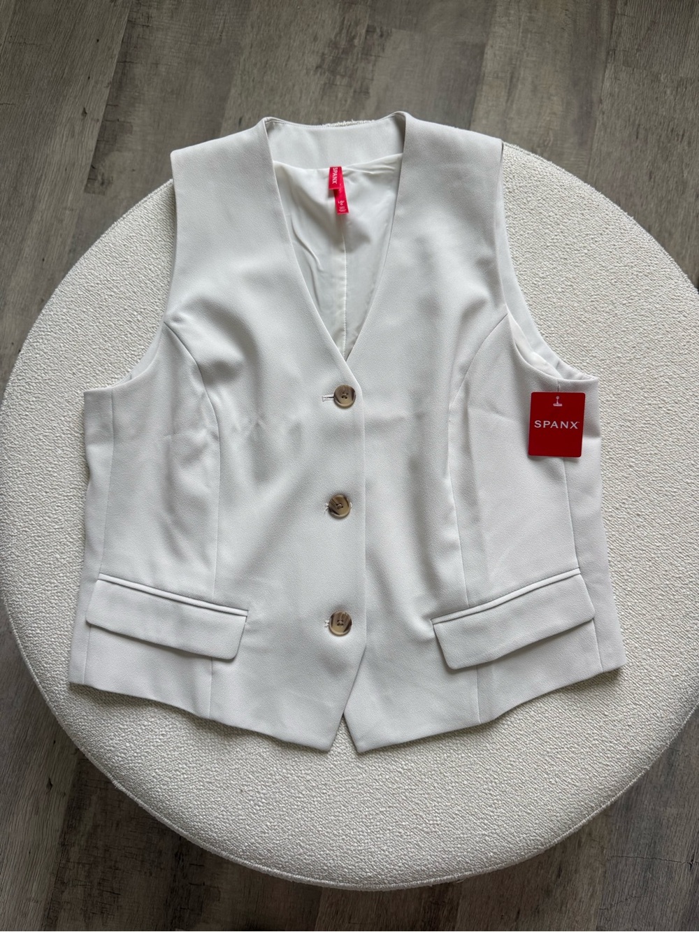 SPANX Cream V-Neck Tailored Vest